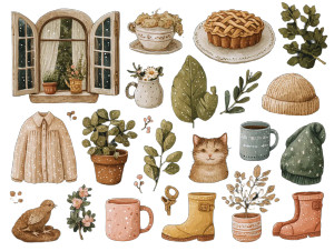 Cottagecore Clipart Collection V2 Vinyl Car Decal Sticker – Waterproof & UV-Resistant 6.1866666666666665"