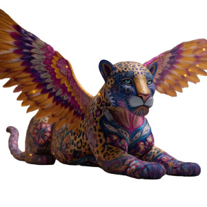 Majestic Alebrije Jaguar Vinyl Car Decal Sticker – Waterproof & UV-Resistant 3.4133333333333336"