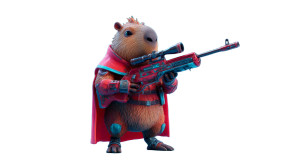 Space Capybara Warrior Vinyl Car Decal Sticker – Waterproof & UV-Resistant 5.4