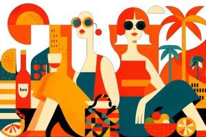 Beach Picnic Duo Vinyl Car Decal Sticker – Waterproof & UV-Resistant 2.986666666666667"