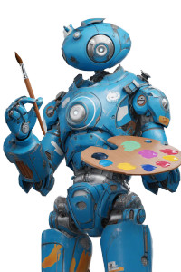 Blue Robot Artist Vinyl Car Decal Sticker – Waterproof & UV-Resistant 8.96"