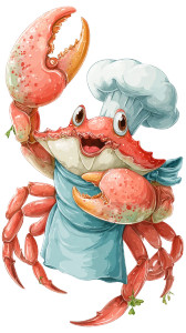 Chef Crab Vinyl Car Decal Sticker – Waterproof & UV-Resistant 9.706666666666667"