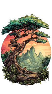 Ancient Tree Illustration Vinyl Car Decal Sticker – Waterproof & UV-Resistant 9.813333333333333"