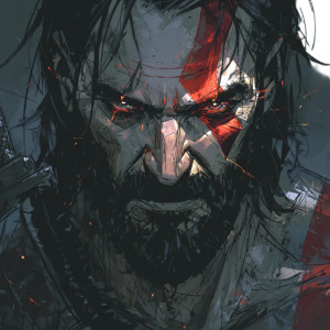 Keanu As Kratos Vinyl Car Decal Sticker – Waterproof & UV-Resistant 3.4133333333333336"