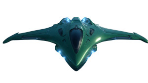 Futuristic Green Spaceship Vinyl Car Decal Sticker – Waterproof & UV-Resistant 5.4