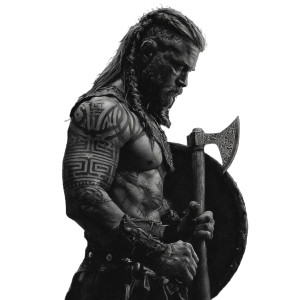 Viking Warrior Drawing Vinyl Car Decal Sticker – Waterproof & UV-Resistant 3.4133333333333336"