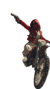 Biker Red Riding-Hood Vinyl Car Decal Sticker – Waterproof & UV-Resistant 9.706666666666667"