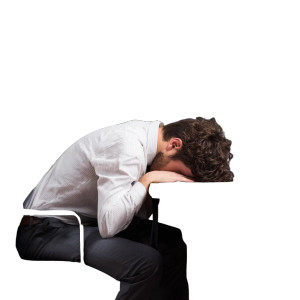 Despairing Office Worker Vinyl Car Decal Sticker – Waterproof & UV-Resistant 3.4133333333333336"