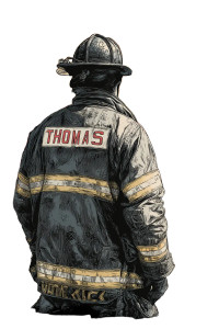Vintage Firefighter Illustration Vinyl Car Decal Sticker – Waterproof & UV-Resistant 4.4
