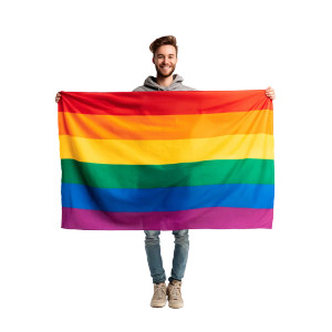 Man With Pride Flag Vinyl Car Decal Sticker – Waterproof & UV-Resistant 3.4133333333333336"