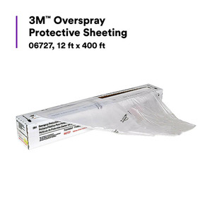 3M Overspray Protective Sheeting | High-Density Tear-Resistant Film | 400ft x 12ft | Transparent