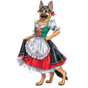 Dancing Barmaid Dog Vinyl Car Decal Sticker – Waterproof & UV-Resistant 6.826666666666667"