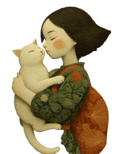 Girl Kissing Cat V2 Vinyl Car Decal Sticker – Waterproof & UV-Resistant 4.1066666666666665"