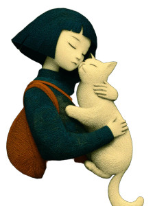 Girl Kissing Cat Vinyl Car Decal Sticker – Waterproof & UV-Resistant 4.1066666666666665"