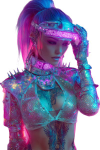 Cyberpunk Enigmatic Girl Vinyl Car Decal Sticker – Waterproof & UV-Resistant 8.96"