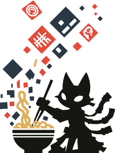 Black Cat Noodles Vinyl Car Decal Sticker – Waterproof & UV-Resistant 8.213333333333333"