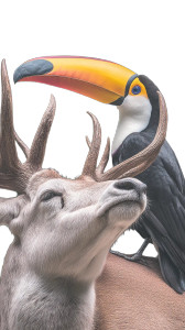 Toucan On Deer Vinyl Car Decal Sticker – Waterproof & UV-Resistant 9.706666666666667"