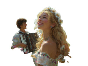 Blonde Woman Flower Crown Vinyl Car Decal Sticker – Waterproof & UV-Resistant 6.1866666666666665"