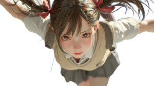 Jumping School Girl V4 Vinyl Car Decal Sticker – Waterproof & UV-Resistant 5.4