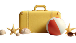 Beach Vacation Suitcase Vinyl Car Decal Sticker – Waterproof & UV-Resistant 2.72"