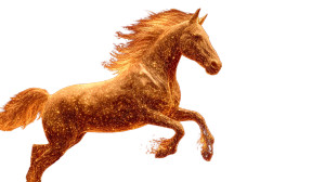 Golden Glowing Horse Vinyl Car Decal Sticker – Waterproof & UV-Resistant 5.4