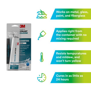 Marine Grade Silicone Adhesive | High Quality Sealant | White, 3oz Tube | 220 PSI Strength Marine Grade Silicone Adhesive | High Quality Sealant | White, 3oz Tube | 220 PSI Strength