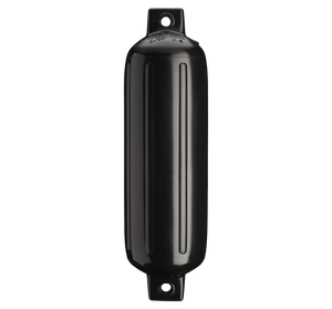 Polyform G-4 Boat Fender | 6-1/2 Inch x 22 Inch | PVC Ribbed Cylinder | Twin Eye Design | Black