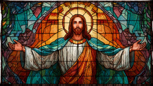 Stained Glass Jesus V4 Vinyl Car Decal Sticker – Waterproof & UV-Resistant 2.72"