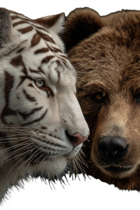 White Tiger & Bear Vinyl Car Decal Sticker – Waterproof & UV-Resistant 8.96"