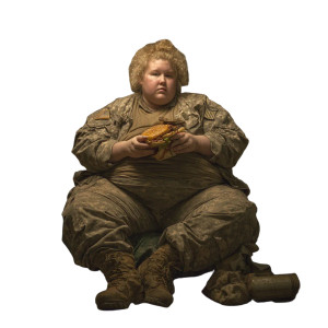 Obese Military Person Vinyl Car Decal Sticker – Waterproof & UV-Resistant 3.4133333333333336"