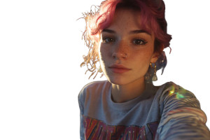 Pink-Haired Woman V21 Vinyl Car Decal Sticker – Waterproof & UV-Resistant 5.97333333333333