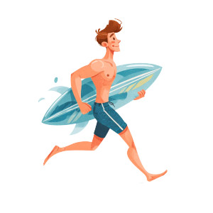 Beach Boy Surfing Vinyl Car Decal Sticker – Waterproof & UV-Resistant 3.4133333333333336"