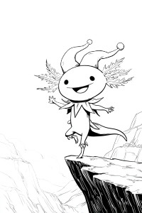 Dancing Axolotl Jester Vinyl Car Decal Sticker – Waterproof & UV-Resistant 8.96"