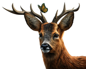 Roe Deer Butterfly Vinyl Car Decal Sticker – Waterproof & UV-Resistant 6.