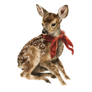 Kneeling Fawn Scarf Vinyl Car Decal Sticker – Waterproof & UV-Resistant 3.4133333333333336"