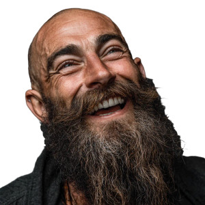 Elated Bearded Man Vinyl Car Decal Sticker – Waterproof & UV-Resistant 3.4133333333333336"