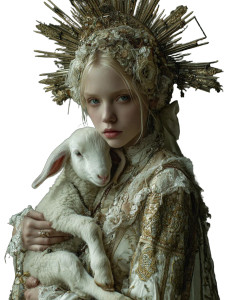 Angel With Lamb Vinyl Car Decal Sticker – Waterproof & UV-Resistant 8.213333333333333"