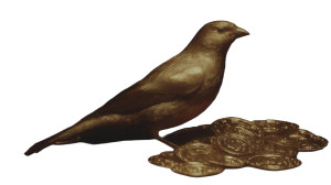 Golden Bird & Coins Vinyl Car Decal Sticker – Waterproof & UV-Resistant 2.72"