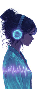 Futuristic Musician Woman Vinyl Car Decal Sticker – Waterproof & UV-Resistant 9.706666666666667"