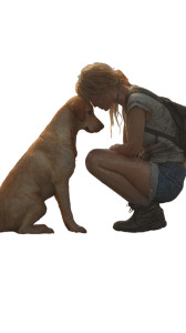 Blonde Woman And Labrador Vinyl Car Decal Sticker – Waterproof & UV-Resistant 4.8533333333333335"