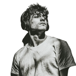 Young Man Headphones Vinyl Car Decal Sticker – Waterproof & UV-Resistant 3.4133333333333336"