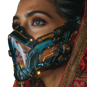 Futuristic Masked Woman V5 Vinyl Car Decal Sticker – Waterproof & UV-Resistant 6.826666666666667"