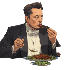 Elon Musk Dining Vinyl Car Decal Sticker – Waterproof & UV-Resistant 3.4133333333333336" Elon Musk Dining Vinyl Car Decal Sticker – Waterproof & UV-Resistant 3.4133333333333336"