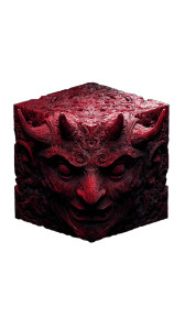 Dark Oni Cube Vinyl Car Decal Sticker – Waterproof & UV-Resistant 4.8533333333333335"