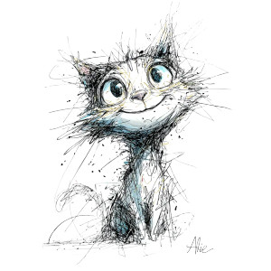 Cute Scribble Kitty Vinyl Car Decal Sticker – Waterproof & UV-Resistant 3.4133333333333336"