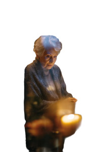 Elderly Woman Remembering Vinyl Car Decal Sticker – Waterproof & UV-Resistant 8.96"