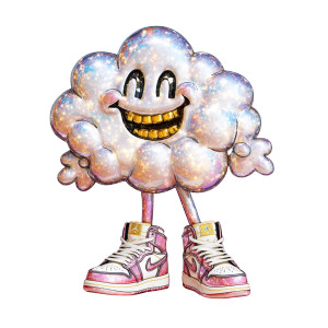 Iridescent Cloud Girl Vinyl Car Decal Sticker – Waterproof & UV-Resistant 6.826666666666667"