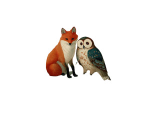Folk Art Fox Owl Vinyl Car Decal Sticker – Waterproof & UV-Resistant 6.1866666666666665"