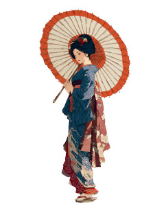 Kimono With Wagasa Vinyl Car Decal Sticker – Waterproof & UV-Resistant 8.213333333333333"