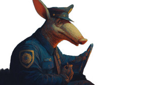 Aardvark Police Officer Vinyl Car Decal Sticker – Waterproof & UV-Resistant 2.72"